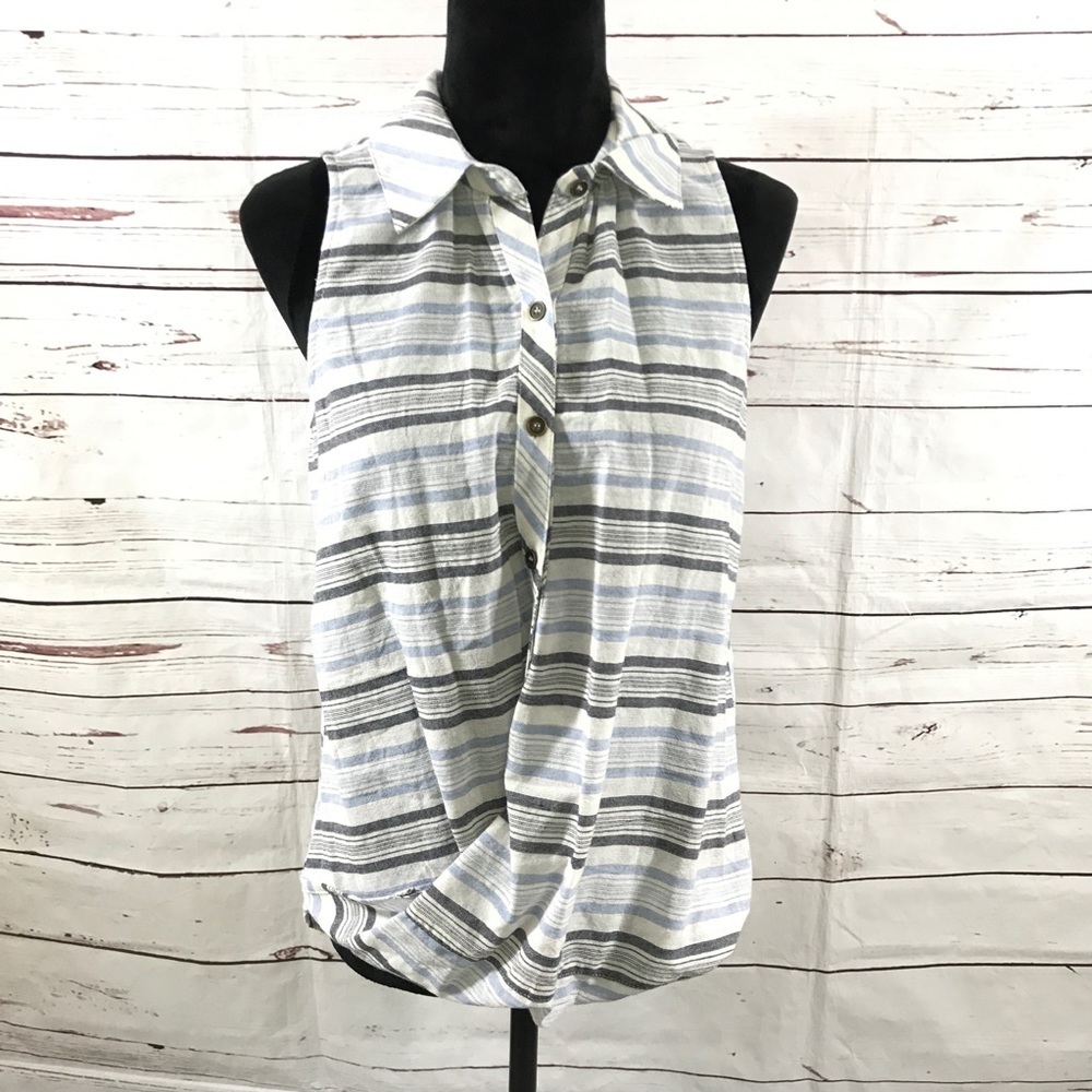Ash & Ember Safari Tank Ecru/ Navy Stripe Sheer S